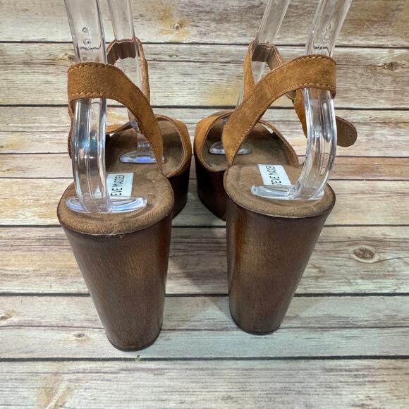 Steve Madden Womens Brown Suede Leather Lulla Open Toe Plat Form Sandals 11 - Picture 6 of 9